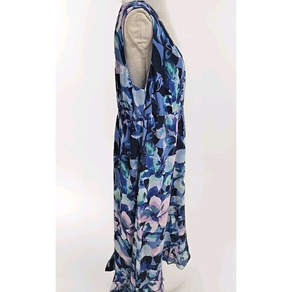 Soft Surroundings Ashlyn Maxi Dress Purple Floeal Elastic Waist Women’s Size L - Picture 4 of 10